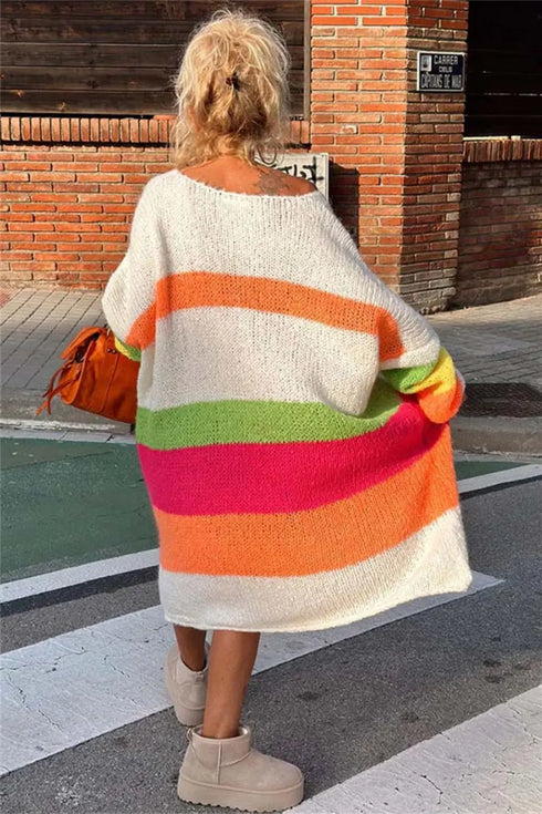 'Inara' V-Neck Long Sleeve Sweater Dress - Celes Fashion
